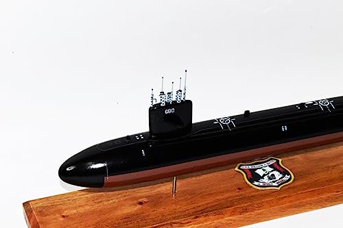 Squadron Nostalgia USS William H. Bates SSN-680 Submarine Model, Mahogany, Navy/Red