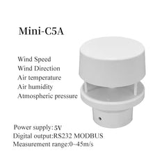 Mini-C5A Ultrasonic Wind Speed Measurement Wind Direction Sensor All in One Agriculture Compact Weather Station Wind Sensor(Mini-C5A RS232-5V)