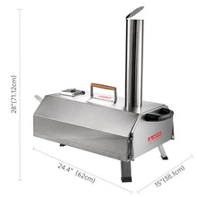 BAYUELSWU Stainless Steel Pizza Oven Outdoor 12" Automatic Rotatable Pizza Ovens, Portable Wood Pizza Oven for Outside Kitchen Backyard (Silver)