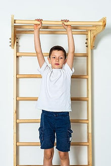 Generic Wooden Wall Stall Bars for Kids and Adults - Swedish Ladder with Pull-Up Bar