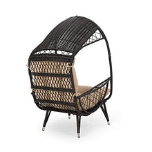 Outdoor Wicker Standing Basket Chair with Cushion for Outdoor Seating with Washable Cushion-Perfect for Balcony Deck and Poolside Furniture Sets Beige (Black)