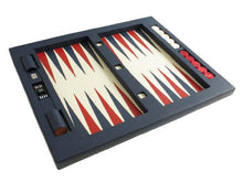Zaza & Sacci 26-Inch Table Top Leather Backgammon Set Blue