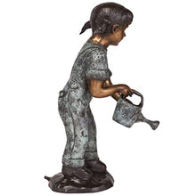 Design Toscano Caitlyn Little Gardener Cast Bronze Garden Statue Green