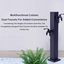 PUCNHZYNW Black Freestanding Garden Water Column with 2 Double Outlet Faucet Hose Stand 304 Stainless Steel Outdoor Antifreeze Faucet Water Tap