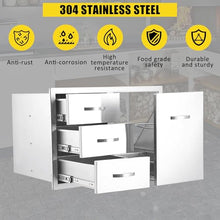 Pisumsativum Kitchen Drawer Combo Cabinet 33''W x 22''H x 22''D, BBQ Stainless Steel Drawers, Enclosed Built-in Drawer, Perfect for BBQ Grill Station Outdoor Kitchen Storage Cabinet