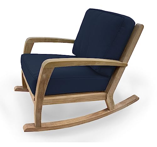 Douglas Nance Somerset Solid Teak Patio Deep Seating Club Rocker-Navy