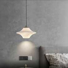 zhongheng Natural Alabaster Pendant Lights Kitchen Island, 7.1in White Lamp Fixtures, Light Marble Shade, for Bedroom Bathroom Dining Room Living