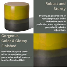 Emissary 18in. H Semiglossy Glaze Mustard Yellow Round Stoneware Garden Stool
