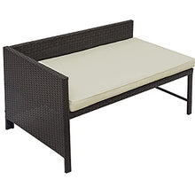 DUYHBAWRS 3 PCS Outdoor Patio Rattan Furniture Set Include 1 Sofa Lounge Coffee Table with Beige Cushions