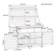ChicFurnit Fir Wood Garden Potting Bench Table 65-inch Workstation with Storage Shelf Drawer Cabinet White