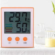 Yuidaaavzz Hygrometer, LCD Digital Temperature Huty Meter Backlight Home Indoor Electronic Hygrometer Thermometer Weather Station (Color : Orange) (Black)