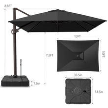 OROTLECT 13'x10' Rectangler Cantilever Patio Umbrella With Base – Effortlessly Movable by One Person