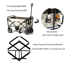 Garden Folding Trolley Portable Collapsible Outdoor Utility Wagon Picnic Camping Cart 80kg Max Load Push Wagon Sturdy Lightweight(Black)