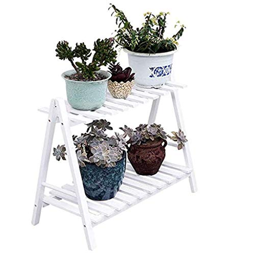 ZOCWJK Wooden Plant Stand Pot Display Holder for Balcony Double Tier Flower Shelf Stand,