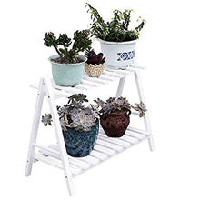 ZOCWJK Wooden Plant Stand Pot Display Holder for Balcony Double Tier Flower Shelf Stand,