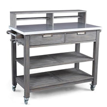 Afuera Living Traditional Wood Potting Bench with Steel Top Grey