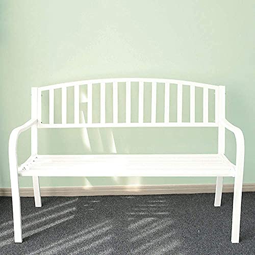 UYCVT Garden Benches, Park Bench Patio Garden Bench Backyard Benches, Outdoor Park Bench Lounge Chair, Cast Iron Steel Frame Metal Garden Back Seat, Outdoor Wrought Iron Patio BenchE-with Cushion