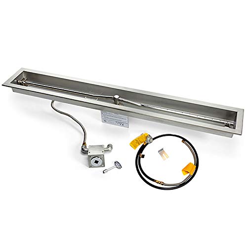 HPC Fire Match Light Gas Fire Pit Kit, 48-Inch Trough, Propane for Small Tank (TOR-MLFPK48TRGH-FLEX-LP-ST)