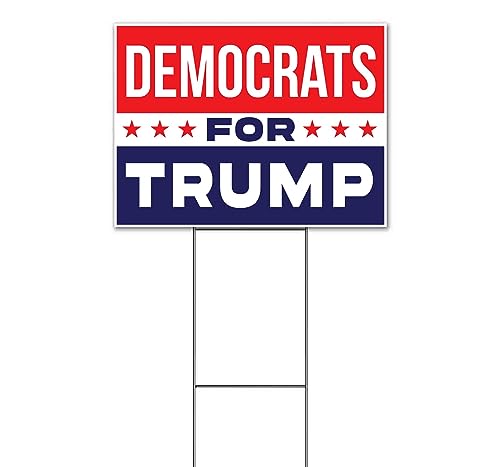 TampaPrinting Democrats for Trump Yard Sign 18" x 24" with Metal Stake