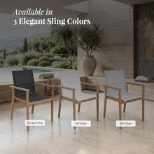 POVL Outdoor Menlo Stacking Sling Dining Armchair - Indonesian Grade A Teak, Weather Resistant Chair with Comfortable Seat for Patio, Deck, Garden & Balcony - Pack of 6