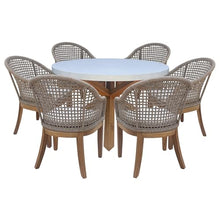 IC INTERNATIONAL CONCEPTS Outdoor 7 Piece Teak Patio Furniture Set with a Round Table and 6 Chairs
