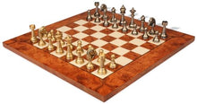 The Chess Store Classic Persian Staunton Solid Brass Chess Set with Elm Burl Board