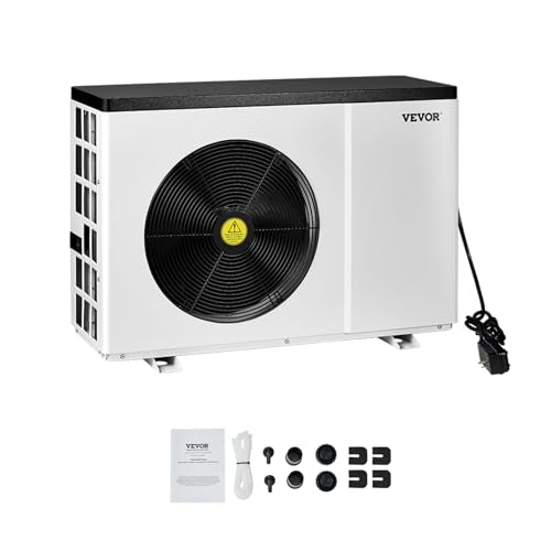 VEVOR Pool Heat Pump, 22250 BTU Electric Heater for Above Ground and In Ground Pools up to 3,171-6,605 Gallons, Energy Efficient Heating and Cooling, Low Noise, 120V/60Hz