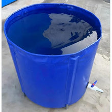 Zfmnoyev Pool Above Ground, Collapsible Rain Barrel, Portable Water Storage Tank, Circular Canvas Fish Pond with Bracket, Outdoor Swimming Pool (Color : Blue, Size : 1.2X1m-1100L)