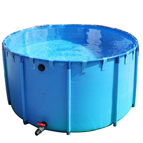 Pool Above Ground, Circular Thickening Pool Large Collapsible with Metal Bracket Children's Pool Fish Tank for Rain Barrel Water Collector, (Color : Blue, Size : 1.2x0.6m)