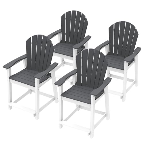 OTSUN Outdoor Tall Adirondack Chairs Set of 4 Light Grey