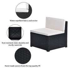 YWMLFZ 5-Piece Patio Rattan PE Wicker Furniture Corner Sofa Set, Sectional Chair, Seating, Lying Black