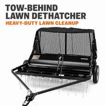48" Tow-Behind Combo Lawn Sweeper with Dethatcher and Hamper
