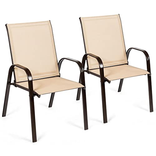 ONMYJFD 2 Pieces Patio Chairs Outdoor Dining Chairs Garden Terrace Yard with armrests