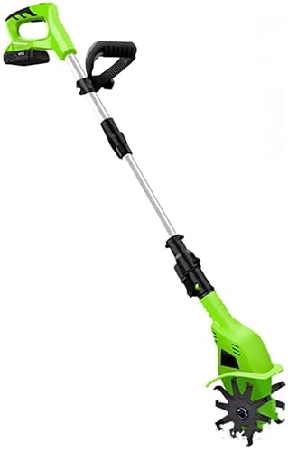 JKSVTF Electric Garden Tiller Rotavators, Cordless Hand Tiller Cultivator with 4000Mah Rechargeable Lithium Battery and Charger, Portable Soil Tiller Rotavator for Gardens