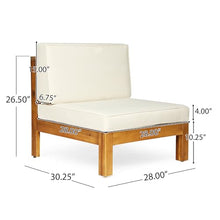 Christopher Knight Home Oana Outdoor V-Shaped Sectional Sofa Set - 5-Seater - Acacia Wood - Outdoor Cushions - Teak and Beige