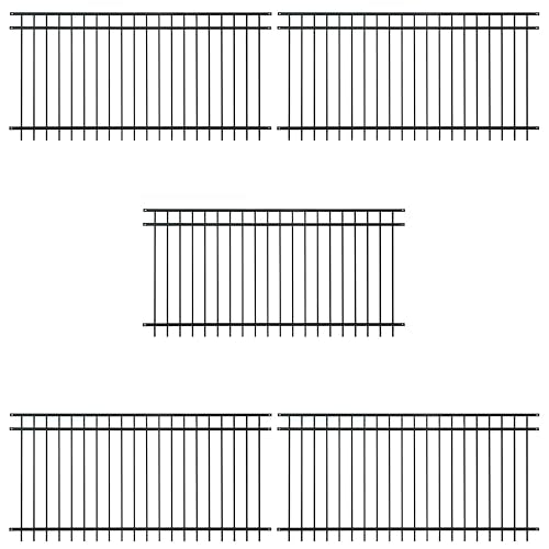 Fencer Wire Heavy Duty Flat Top Fence Barrier Panel 4FT x 8FT Black, Pack of 5