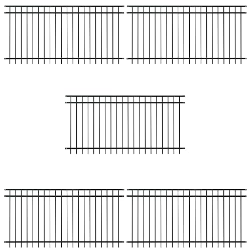 Fencer Wire Pack of 5 Heavy Duty Flat Top Fence Barrier Panel, 4FT Height X 8FT Width Anti-Rust Metal Fencing Panel, 2” Diameter Steel Outdoor Decorative Garden Fence Panel