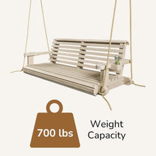 Porchgate Amish Heavy Duty 800 Lb Roll Comfort Treated Porch Swing W/Ropes (4 Foot, Unfinished)