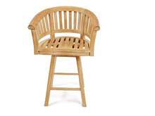 Windsor Teak Furniture Premium Grade A Teak Kensington Curved Arm Swivel Bar Chair Set of 2
