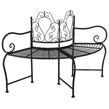 KGFHERENB 59.1" Circular Tree Bench Outdoor Metal Garden Seat, Heavy Duty Steel Round Bench for Patio Yard Lawn, 4-Person Capacity Tree Surround Seating, Matte Black Finish