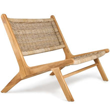 TeakCraft Teak Rattan Lounge Bench for 2 – Mid Century Modern Bench, Solid Teak Wood, Natural Rattan, Boho & Scandinavian Style Seating for Living Room, Bedroom, Patio – Easy Assembly, The Lyra
