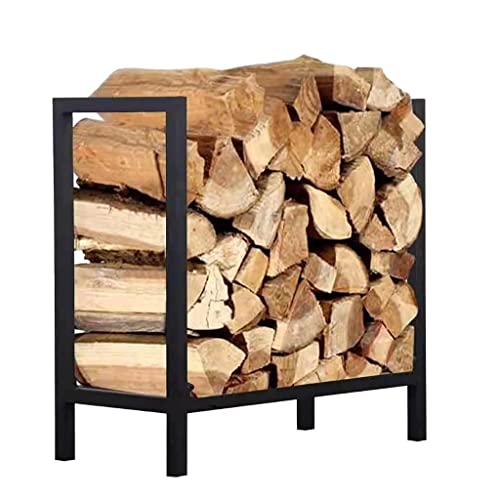 EliteBloom Wrought Iron Wood Storage Rack Bracket Fireplace Firewood Stand Timber Stacking Single Layer,