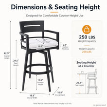 QEGFWE Modern Outdoor Bar Stools Set of 2, Patio Chairs for Garden, Balcony，White-Swivel