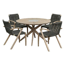 Armen Living Sachi and Nabila Outdoor 5 Piece Dining Set Light Eucalyptus and Concrete