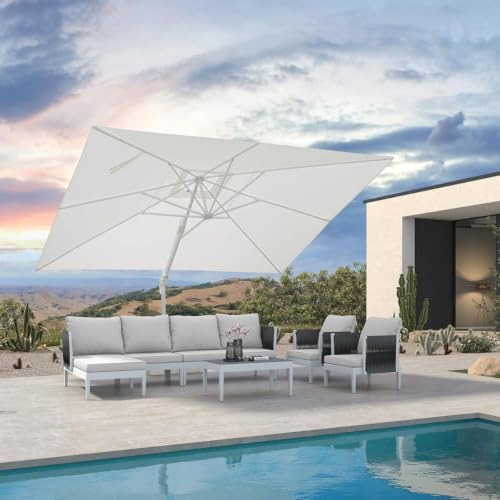 OROTLECT 10' x 13' Rectangular Economical Large Cantilever White Umbrella with White Base
