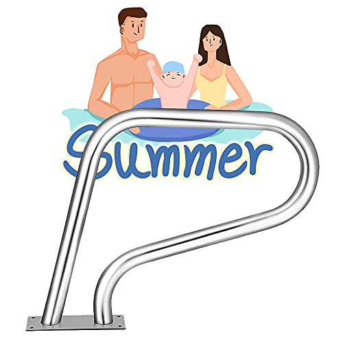 Easy-to-Install Handrails for Inground Pools Entrances 3-Bend Spa Rail Stainless Steel Deck Grab Ladder 81×57cm