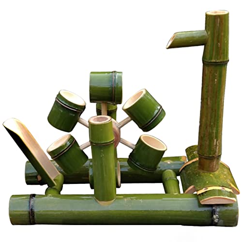 GenSDH Waterwheel Bamboo Water Fountain, with Pump for Patio/Pond/Garden, Indoor/Outdoor Fish Tank Circulating Water Decoration Ornaments, 75Cm/29.5In,60cm/23.6in