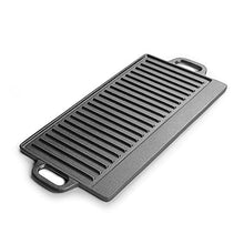 Cast Iron Outdoor Baking Tray Double-sided Iron Plate Cast Iron Pan BBQ Griddles Cookware (Size : Small)