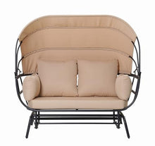 WEALTHOUSE Two Person Outdoor Chair, Featuring Adjustable Canopy, Egg Shaped Rocking Lounge Seat, Thick Cushions Pillows, Patio Hammock Bench for Garden Balcony Backyard Poolside Porch Relaxation