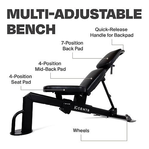 CENTR Multi-Adjustable Workout Bench - Decline/Incline - Matte Black